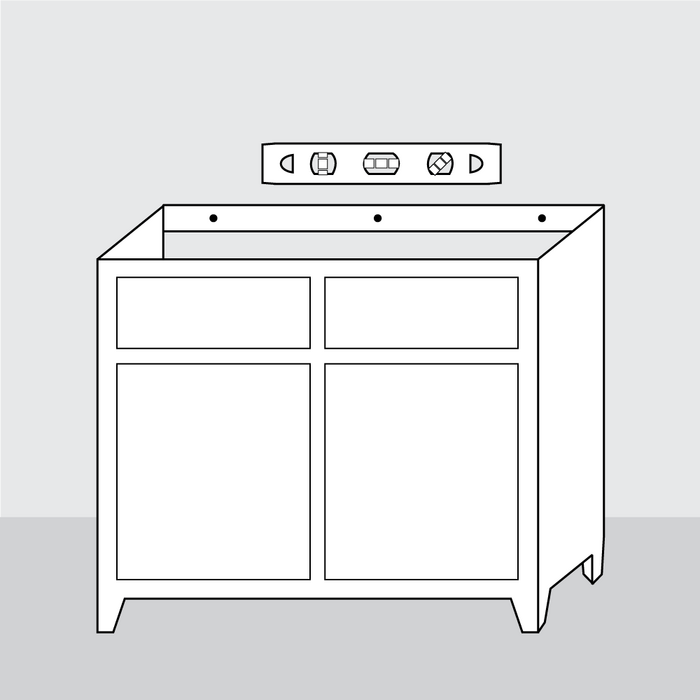 Step 4 - Place the vanity in the installation location and verify that it is level. If not use wood shims to adjust