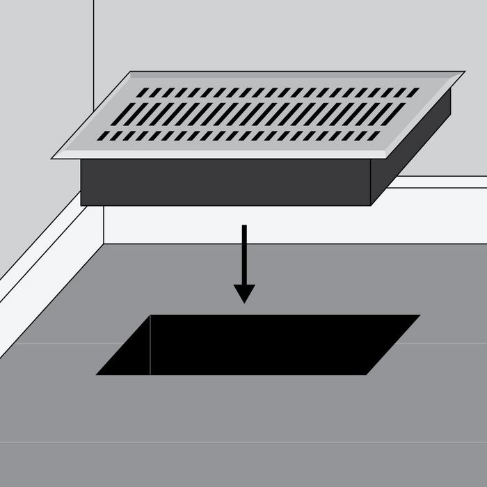 install floor register step 2 - fit the louver frame into the air duct and sit the lip of the register on top of the floor