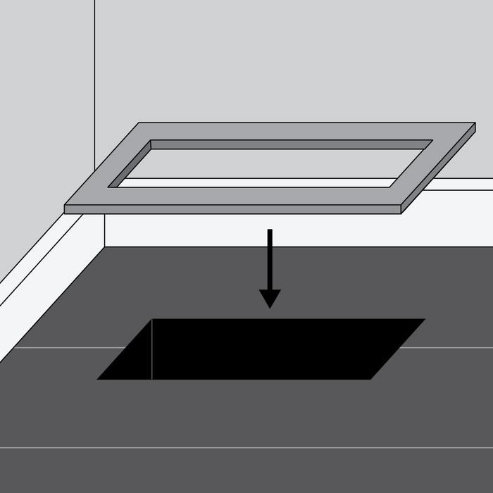 Install flush-mount floor register step 1 - position flush mount frame over the duct opening