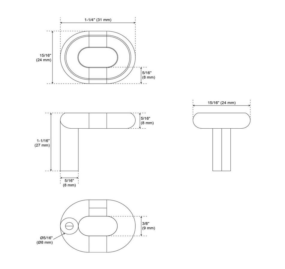 Koy Solid Brass Oval Cabinet Knob- Polished Nickel, , large image number 4