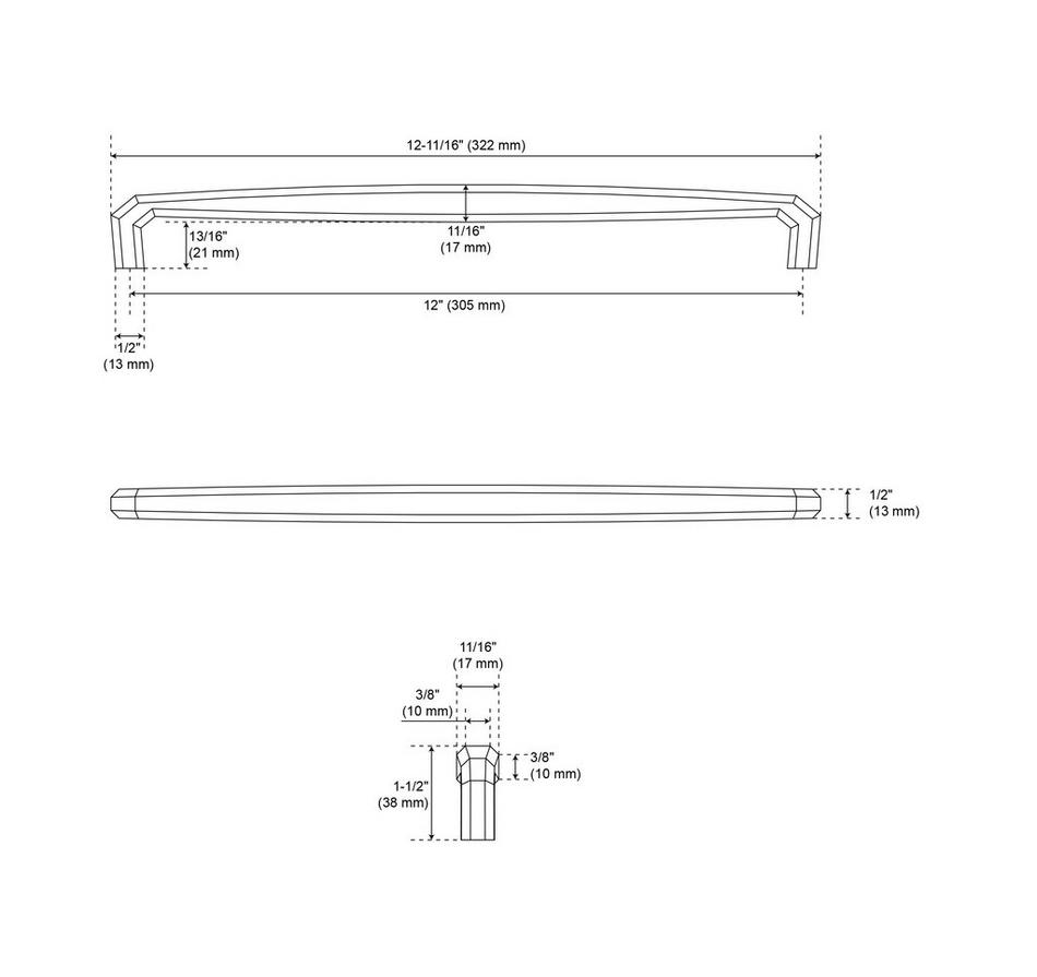 Ponderay Brass Appliance Pull - Brushed Nickel - 12" Centers, , large image number 1