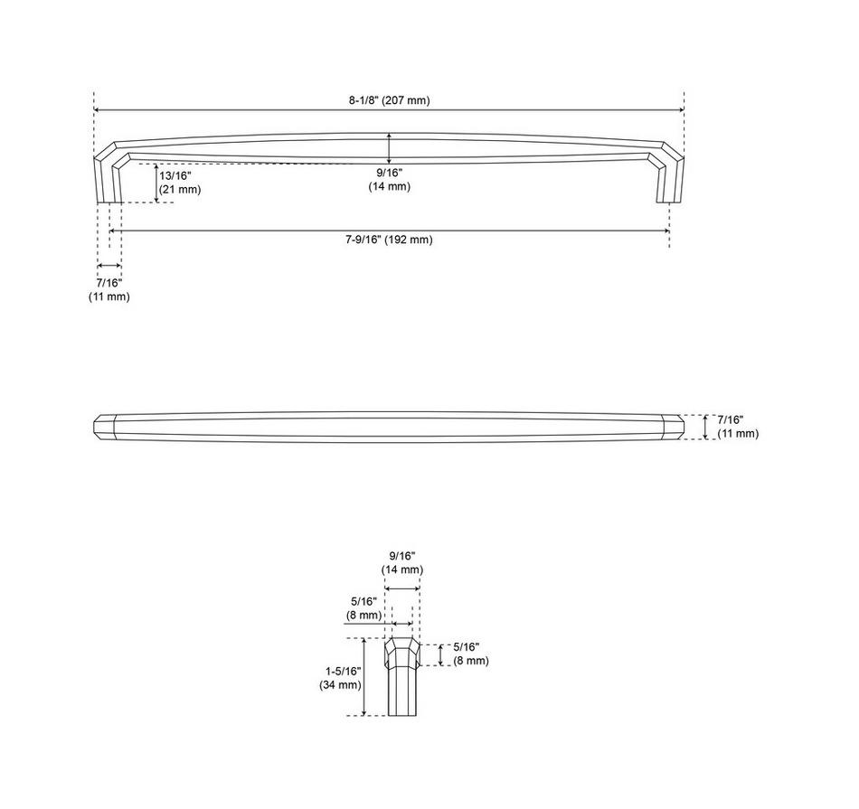 Ponderay Brass Cabinet Pull - Brushed Nickel - 7-9/16" Centers, , large image number 4