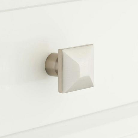 1-1/4" Solid Brass Square Cabinet Knob - Brushed Nickel