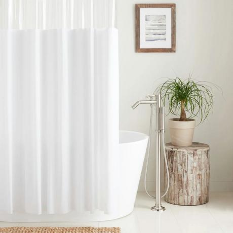 Hook Free Vinyl Shower Curtain with Clear Panel