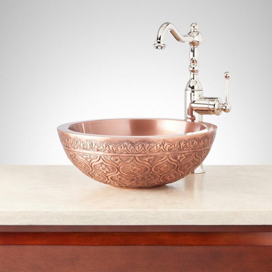 14" Nilofar Double-Wall Copper Vessel Sink, , large image number 0