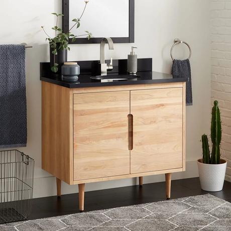 36" Bivins Teak Bathroom Vanity for Undermount Sink - Natural Teak