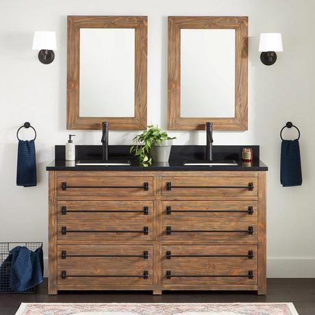 60" Maysville Double Vanity for Rectangular Undermount Sinks - Gray Wash