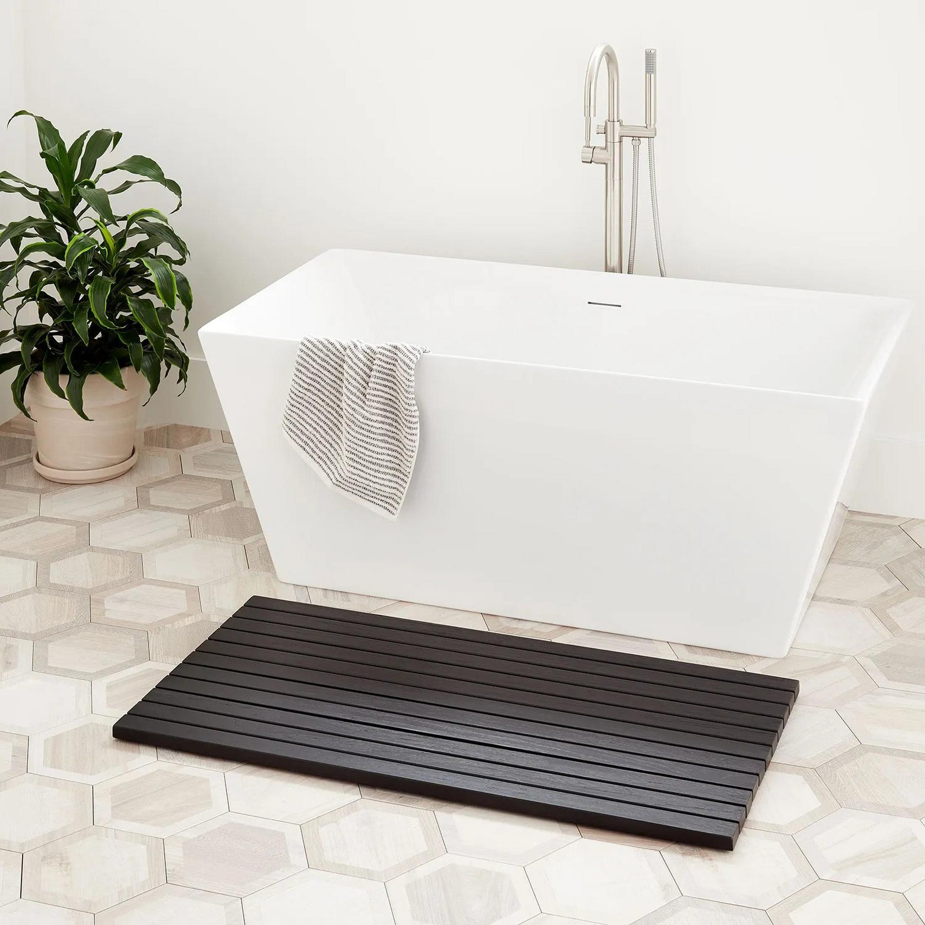 Kirana Teak Bathroom Floor Mat Black Teak Signature Hardware