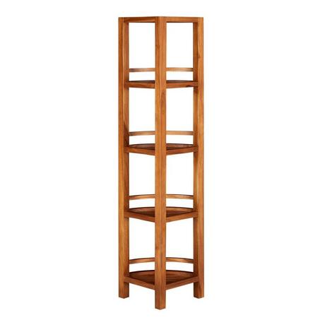 Yuhan 5-Tier Corner Teak Bathroom Shelf - Natural Teak