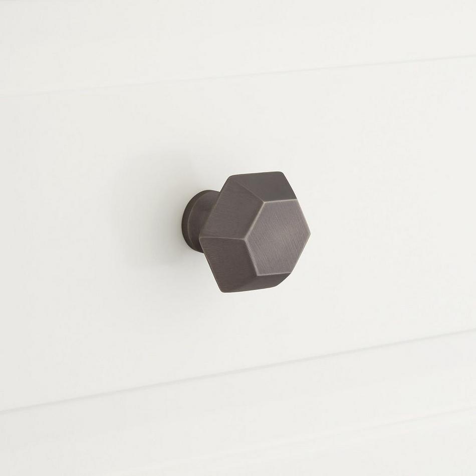 Kalska Solid Brass Hexagonal Cabinet Knob - Black Nickel, , large image number 0