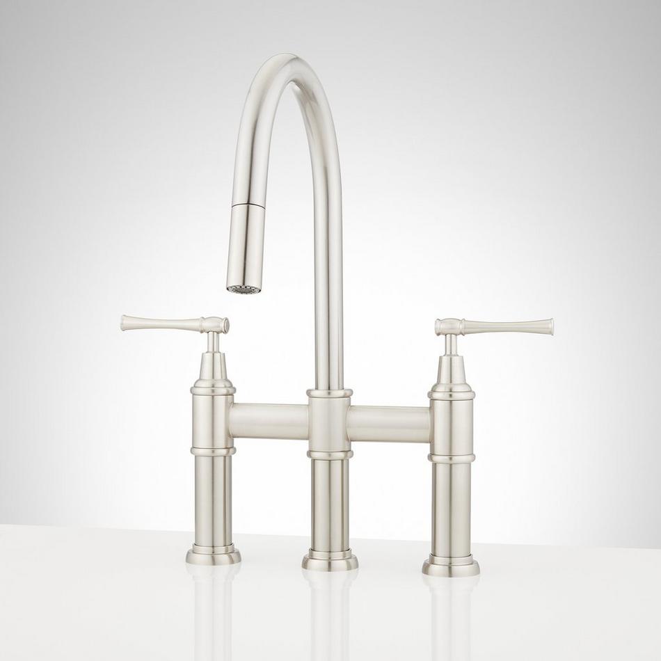 Hurston PullDown Bridge Kitchen Faucet Brushed Nickel Signature