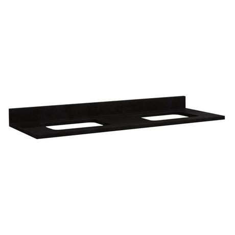 61"x 22" 3cm Granite Vanity Top for Rectangular Undermount Sinks - Absolute Black