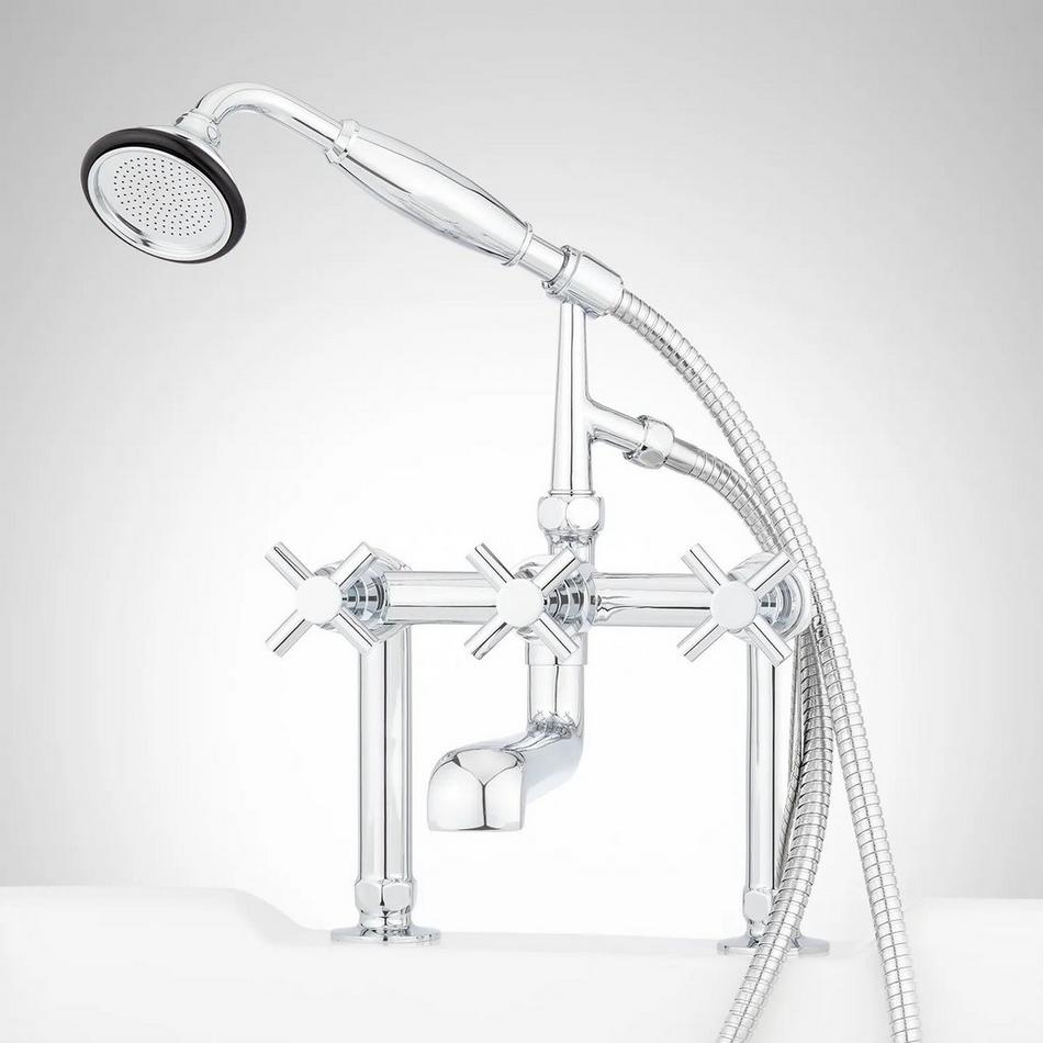 Gervaise Deck-Mount Tub Faucet and Hand Shower - Cross Handles, , large image number 0