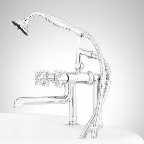 Gervaise Deck-Mount Tub Faucet and Hand Shower - Cross Handles