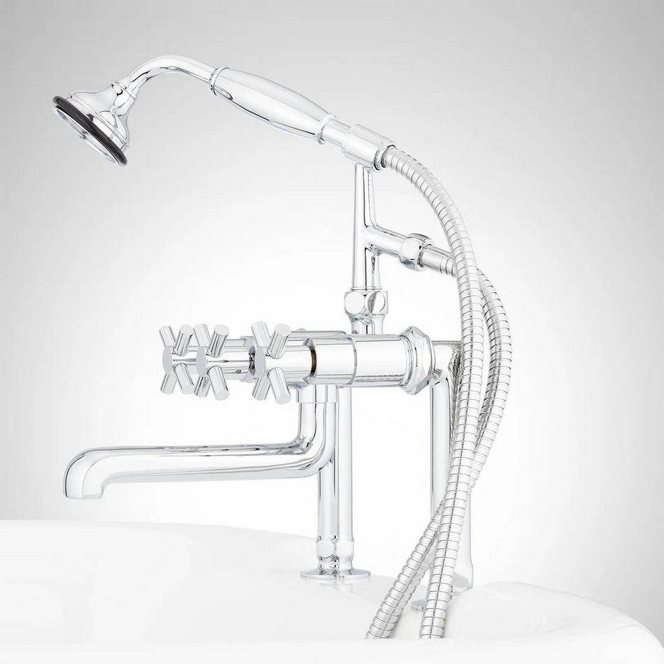 Gervaise Deck-Mount Tub Faucet and Hand Shower - Cross Handles, , large image number 1