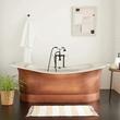 78" Marcy Hammered Copper Double-Slipper Air Tub - Nickel Interior - No Overflow, , large image number 0
