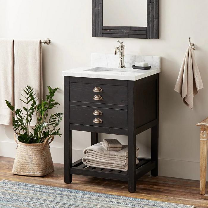 24" Ansel Console Vanity Undermount Sink in Rustic Black