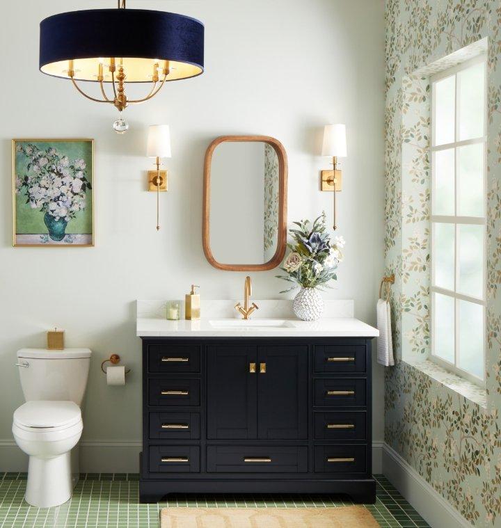 Drea bathroom faucet, toilet paper holder, towel holder,  Calera Wall Sconce Single Light Candelabra - brushed gold