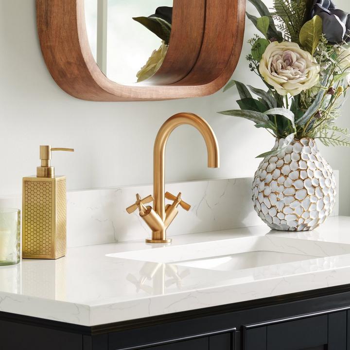 Vassor Single Hole Bathroom Faucet - Brushed Gold