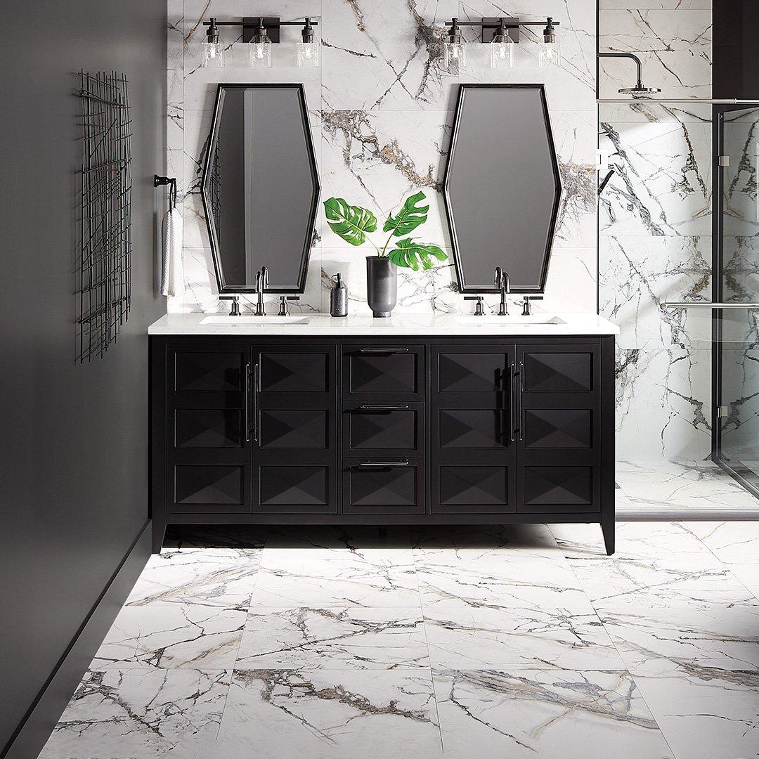 72" Holmesdale Vanity - Black, Greyfield Widespread Bathroom Faucet, Freestanding Tub Faucet, Towel Holder - Gunmetal