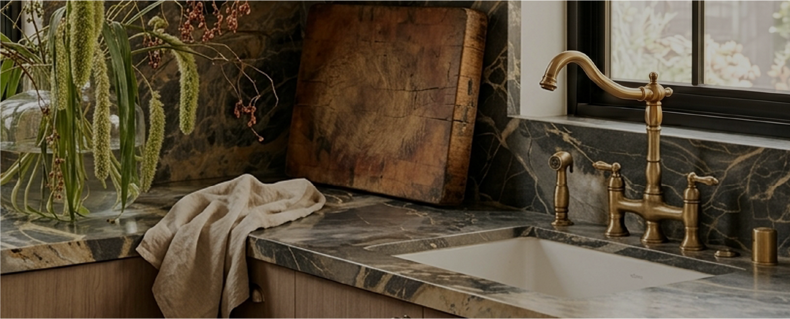 Ryan Saghian Kitchen - Delacour Bridge Kitchen Faucet in Aged Brass