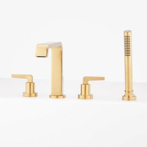 Drea Roman Tub Faucet with Hand Shower in Brushed Gold