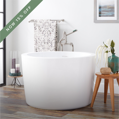 41" Siglo Round Japanese Soaking Tub with Trim