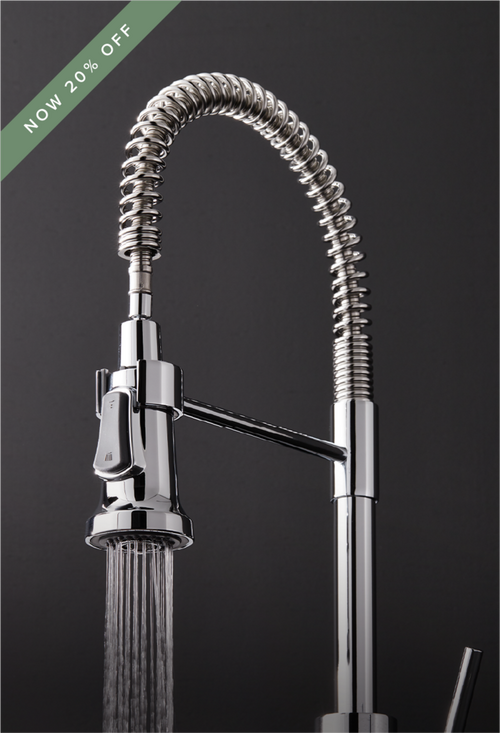 19" Presidio Kitchen Faucet with Pull-Down Spring Spout in Chrome