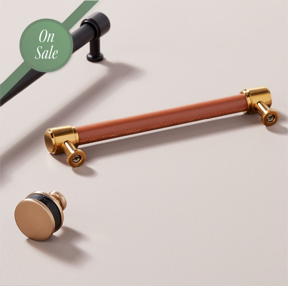 Lazzara Cabinet Pull and Knob - Leather, Brushed Gold, Matte Black