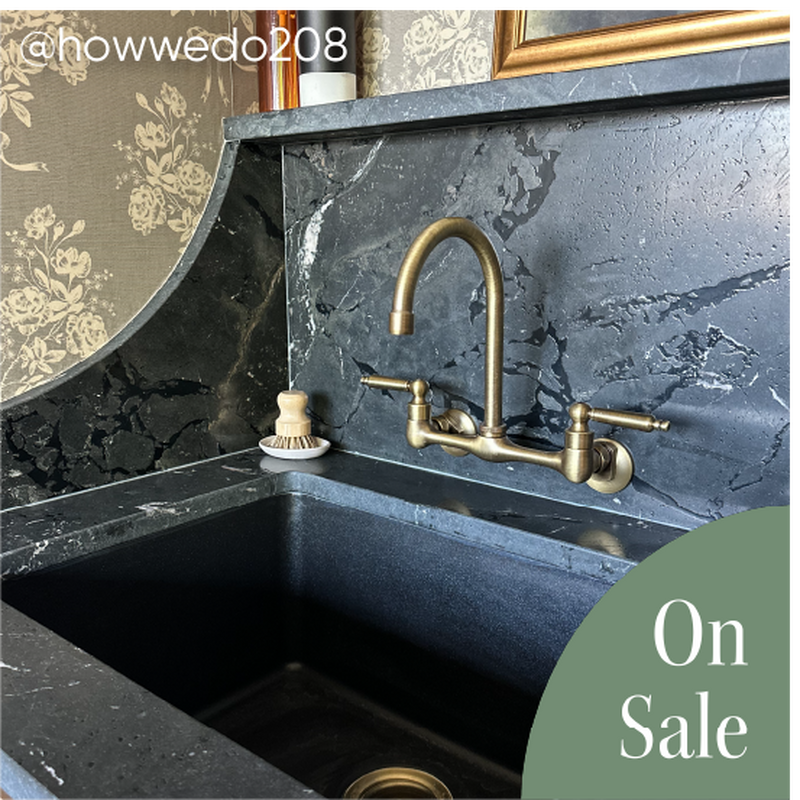 Jessamy Wall-Mount Kitchen Faucet - Aged Brass