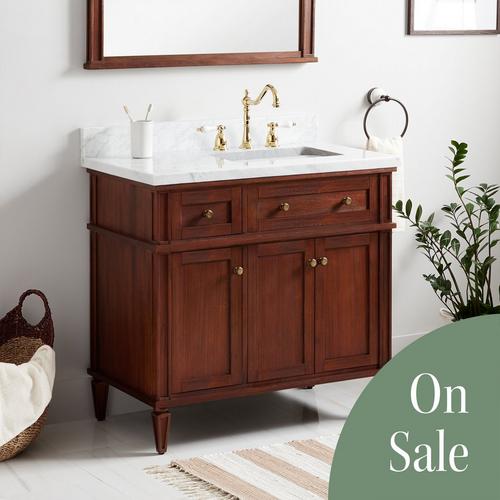 36" Elmdale Vanity for Undermount Sink - Antique Brown - Feathered White 