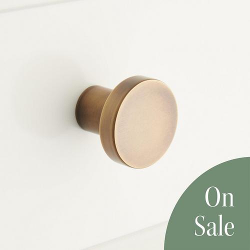 Orvin Brass Flat Round Cabinet Knob - Antique Brass
