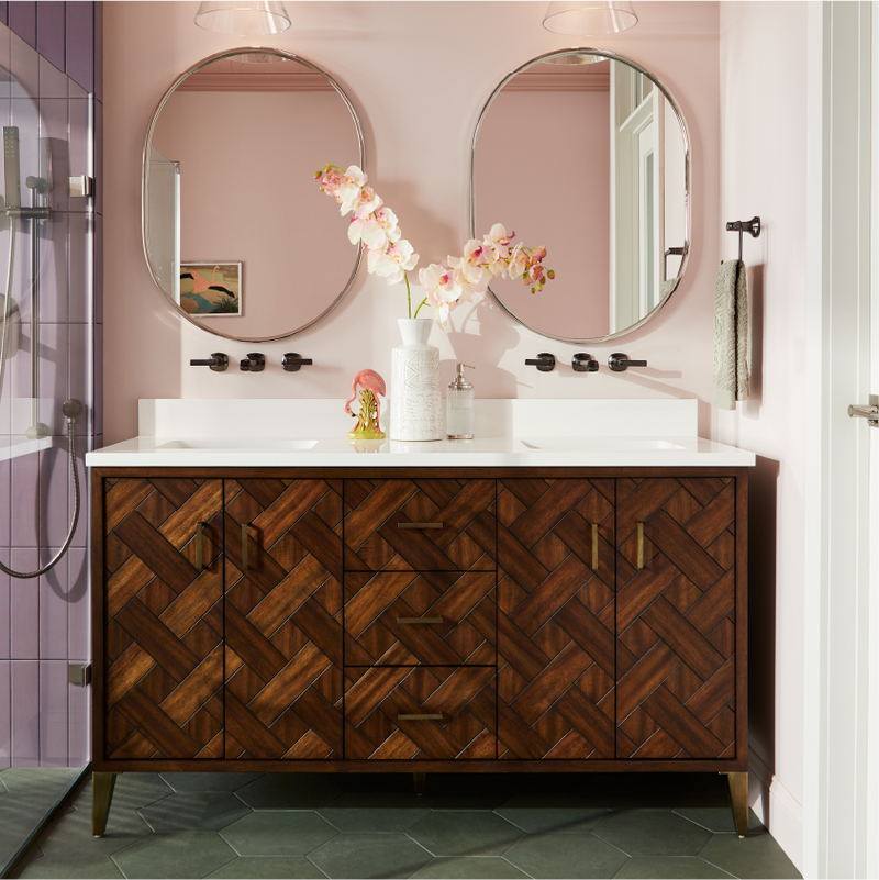 Patzi Vanity, Sefina Wall-Mount Faucet, Towel Ring - Gunmetal