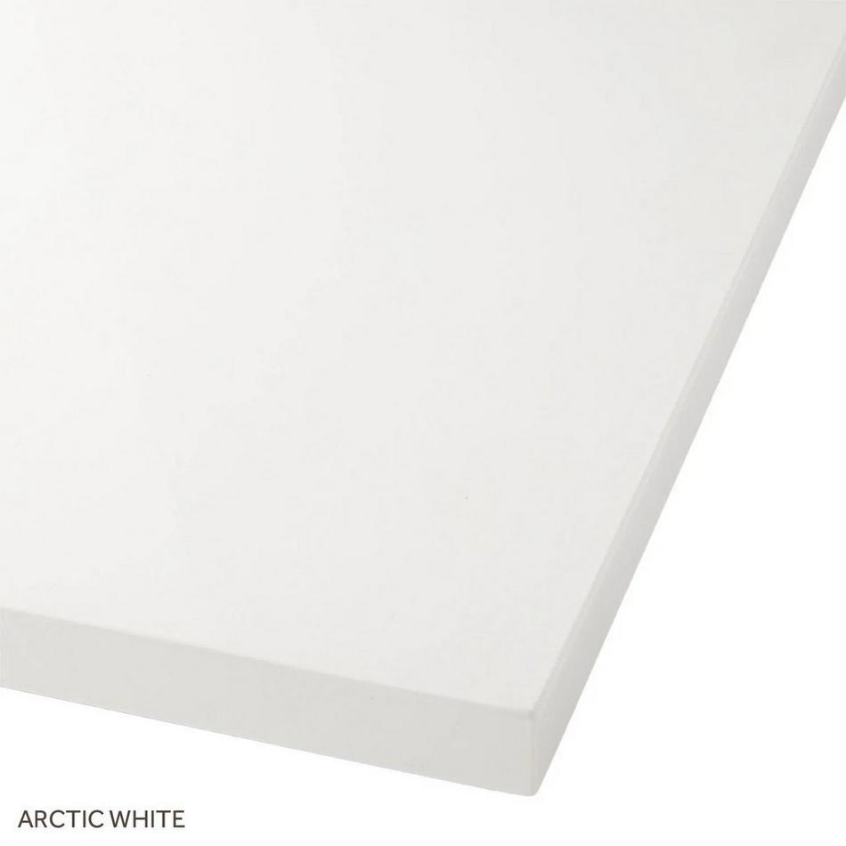 61" x 22" Vanity Top with Rect. Undermount Sinks-Arctic White Quartz-No Faucet Holes-36"DrainCenters, , large image number 2