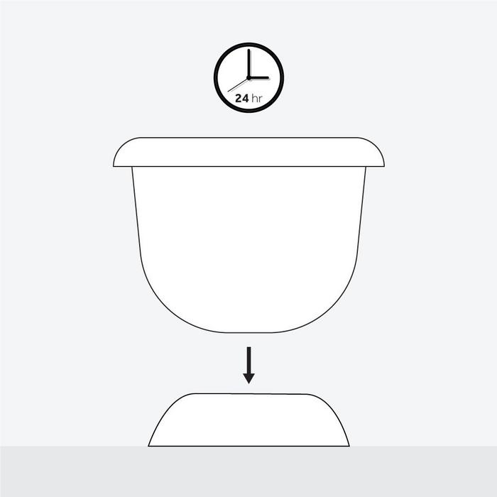 Step 4 - firmly place the tub onto the plinth and wipe away excess sealant with a damp cloth. Let dry for 24 hours