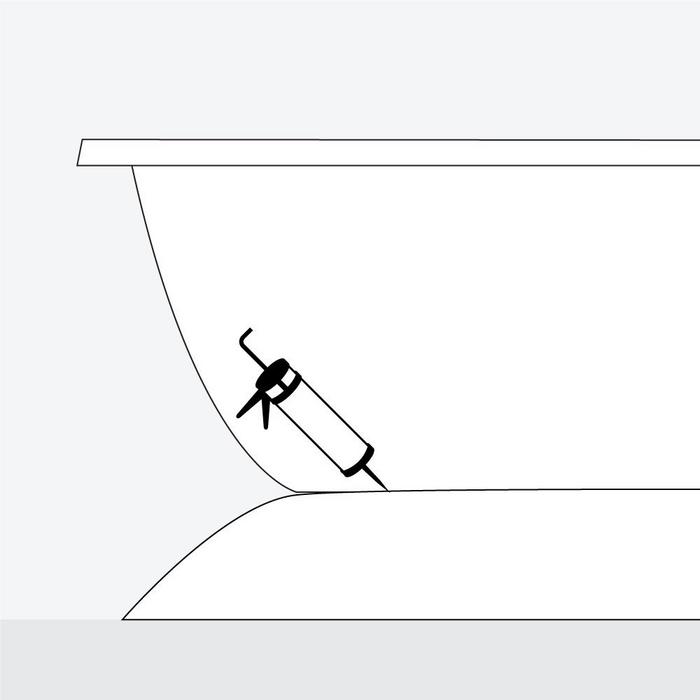 Step 9 - a silicone bead can be added to the perimeter of the tub and plinth to disguise any gap that may be visible