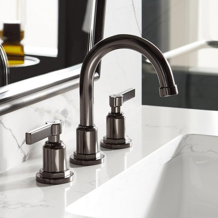 Greyfield Widespread Bathroom Faucet in Gunmetal, 72" Holmesdale Vanity