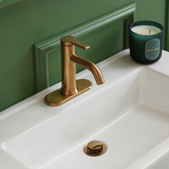 Lentz Single-Hole Bathroom Sink Faucet in Brushed Gold