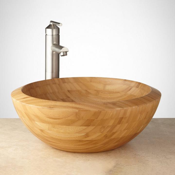 Round bamboo vessel sink