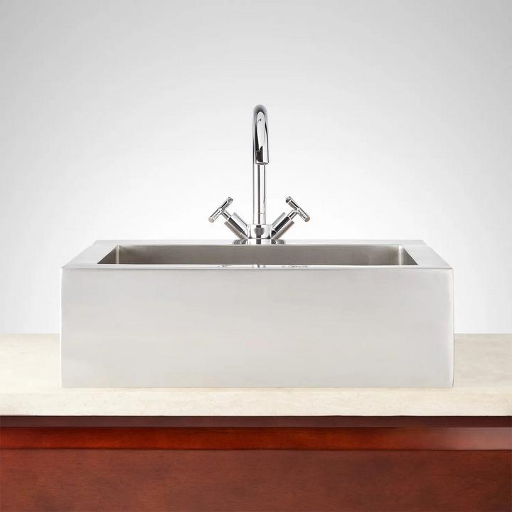 Stainless steel rectangular vessel sink