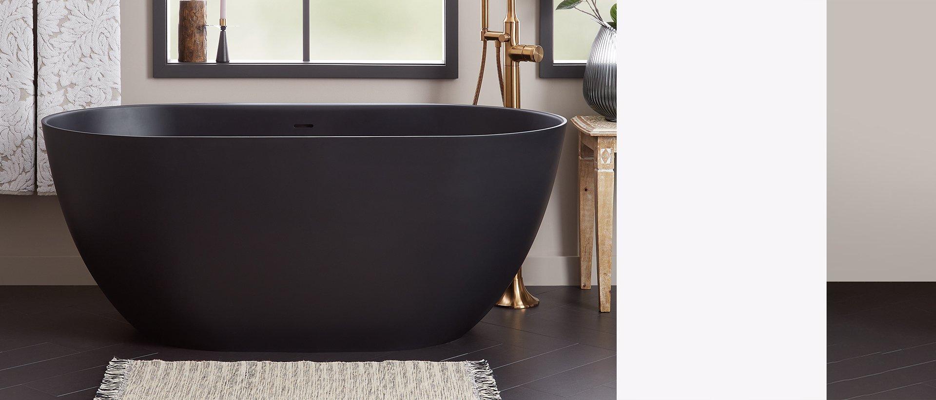 sophisticated matte black freestanding tub