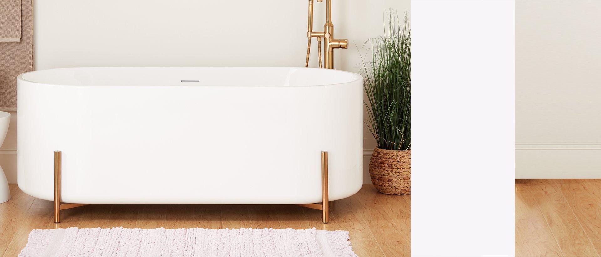 freestanding bathtub with metal stand