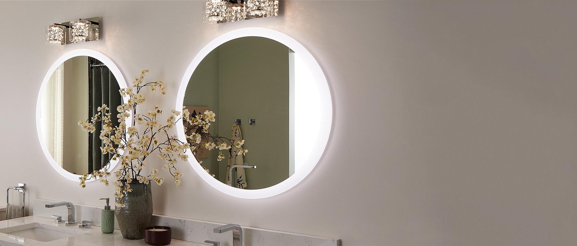 Opalo Circular Lighted Mirror with Tunable LED and Anti-Fog