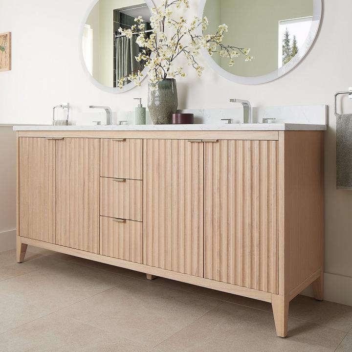 Bathroom vanity buying guide - 72" Bayliss Vanity with Rectangular Undermount Sink in Stoneware White