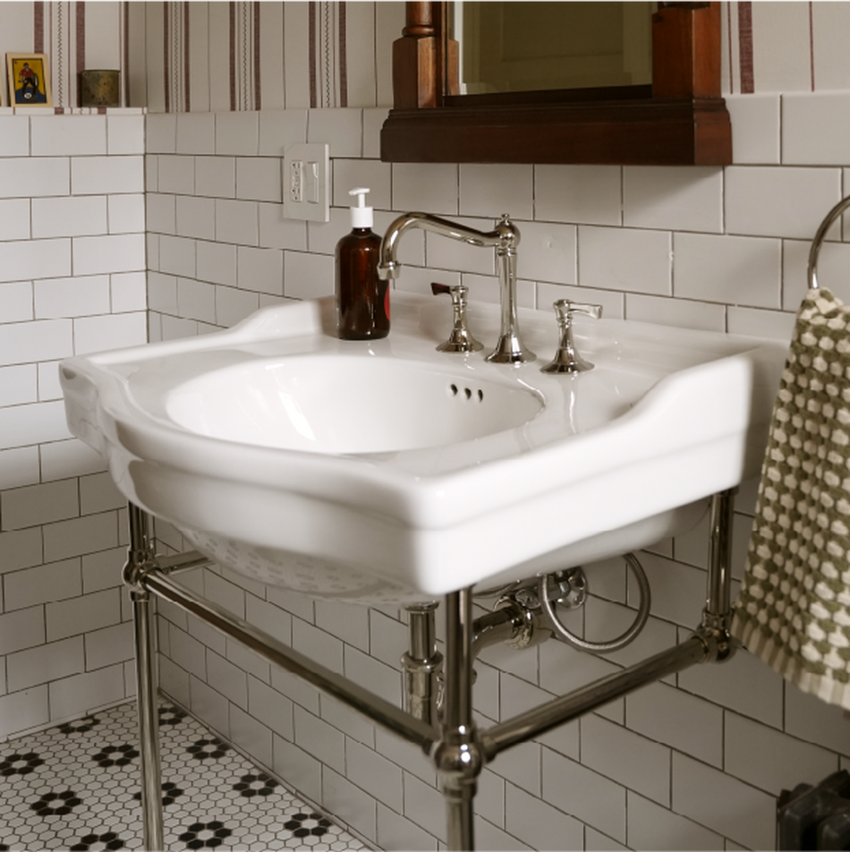 30 inch Cierra Console Sink with Brass Stand - Polished Nickel