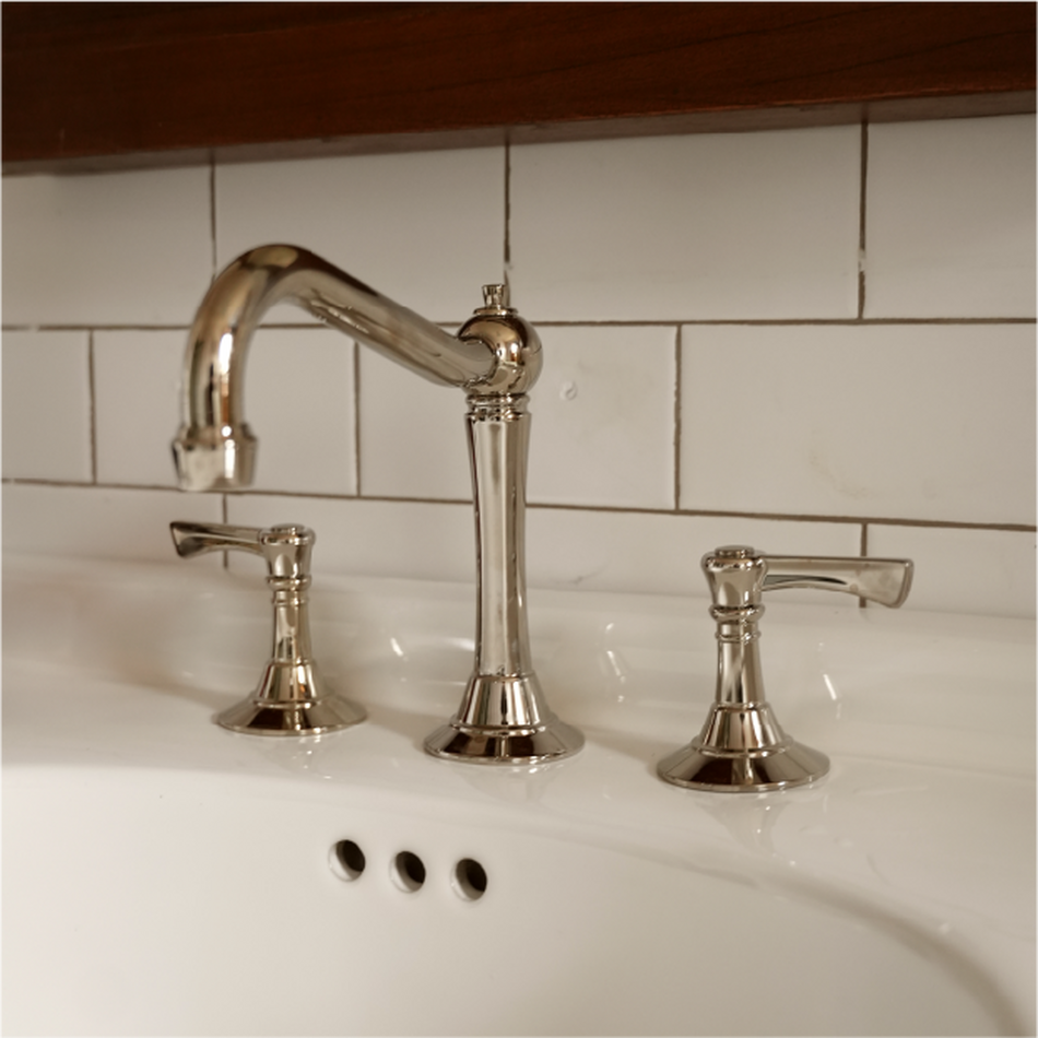 Marceau Widespread Bathroom Faucet - Lever Handles - Polished Nickel