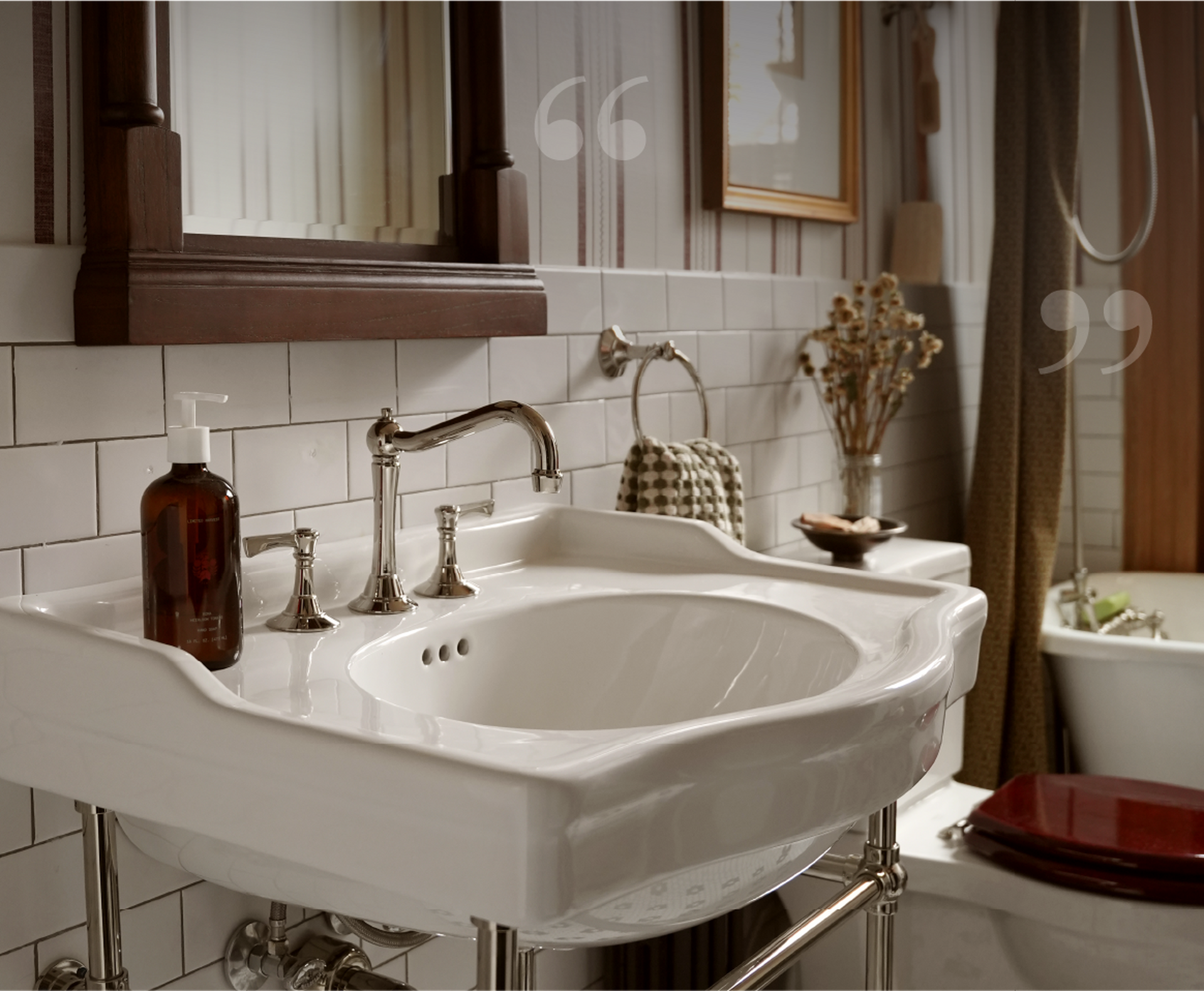 Cierra Console Sink with Brass Stand, Marceau Bathroom Collection - Polished Nickel