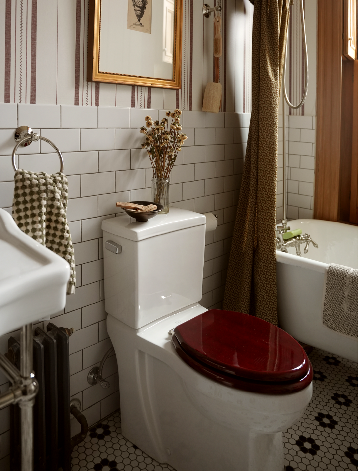 Luxury Toilet Seat - Mahogany - Polished Brass Standard Hinges - Elongated Bowl