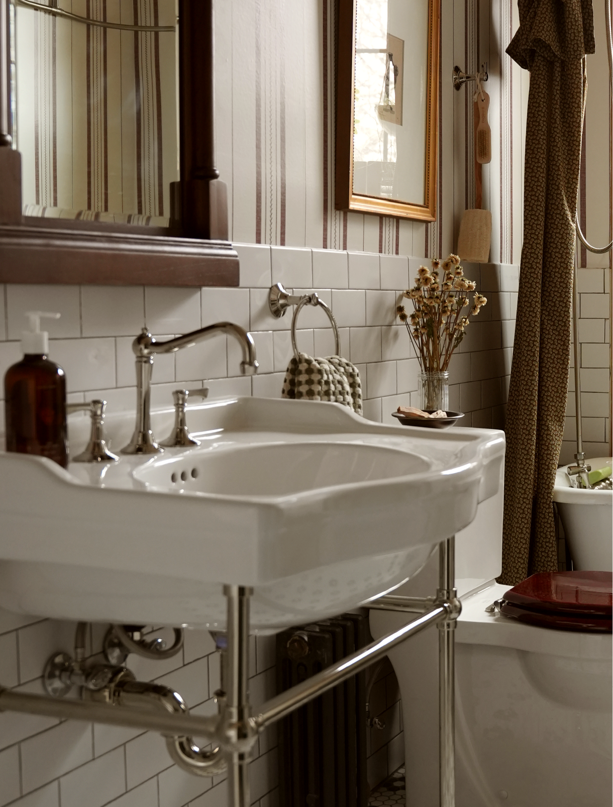 30 inch Cierra Console Sink with Brass Stand - Polished Nickel