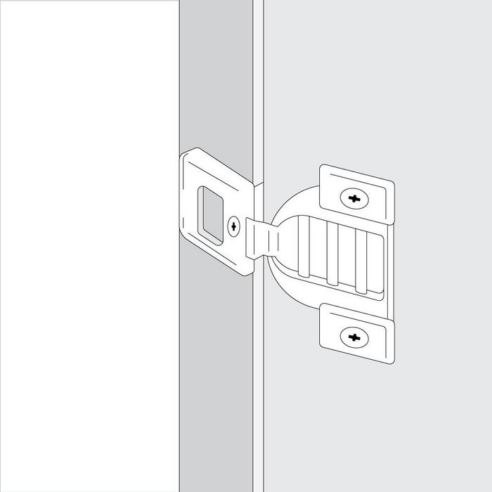 Diagram of face-frame hinge for cabinet hardware installation